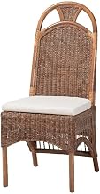 bali & pari Raya Natural Rattan Dining Chair Handcrafted Wicker Accent Chair