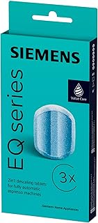 SIEMENS Descaling Tablets TZ80002A, Removes Limescale and Protects Against Corrosion, Original Accessories, Suitable for EQ Series Coffee Machines, Built-in Machines, White, (Pack of 3) 1 Pack