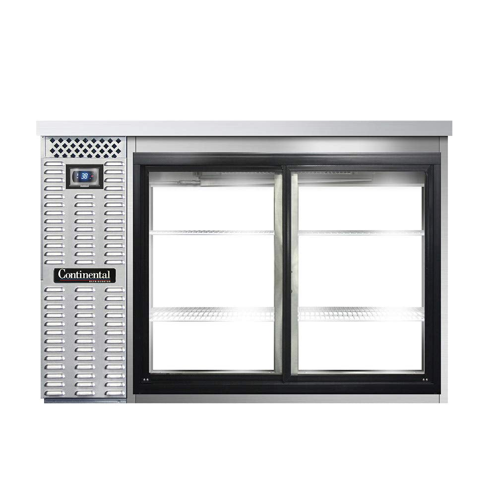 BBC50S-SS-SGD-PT Two Section Sliding Glass Door Refrigerated Pass-Thru Back Bar Cooler by Continental Refrigerator – Commercial Grade