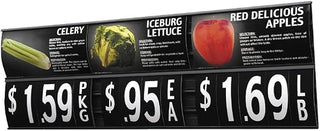 Produce Track Signs with Tape Matte Black Plastic 6 Channel Unframed - 48"L