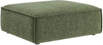 Modway Restore Upholstered Modular Ottoman in Foliage - Living Room Performance Fabric Footstool with Coil Seat Support and French Piping