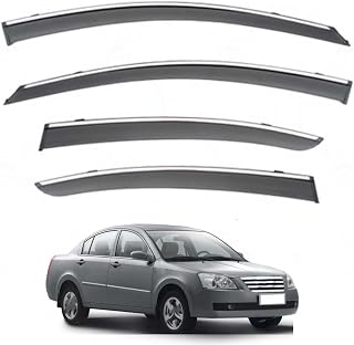 Rain Guards Car Windows for Chery Elara MK1 2006-2010, Deflectors Side Visors Chrome Trim Resistant Improved Ventilation Dark Acrylic