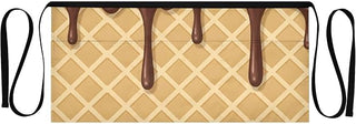 Waffle and Chocolate Waist Apron with 3 Pockets Waiter Server Short Aprons 25.2x11.8 Inch Stain Resistant Apron for Kitchen Garden Restaurant 1 Pack