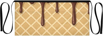 Waffle and Chocolate Waist Apron with 3 Pockets Waiter Server Short Aprons 25.2x11.8 Inch Stain Resistant Apron for Kitchen Garden Restaurant 1 Pack
