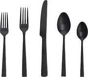 Fortessa Nomad Stainless Steel Flatware, Brushed Matte Black, 20 Piece Place Setting, Service for 4