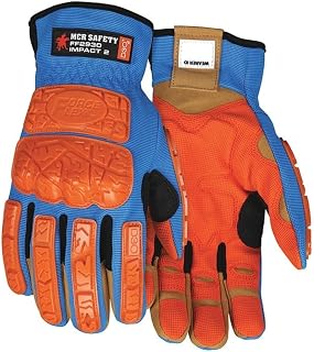 MCR Safety FF2930 Mechanics Gloves, Synthetic Leather Palm, Spandex Back, XL, Beige/Blue FF2930XL - 1 Each