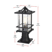 Miller One Light Outdoor Post Mount Black by Lighting Design – Iron, Black, Model OD312P16BK