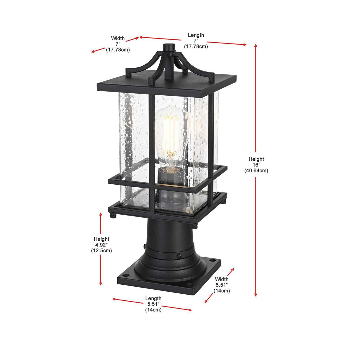 Miller One Light Outdoor Post Mount Black by Lighting Design – Iron, Black, Model OD312P16BK