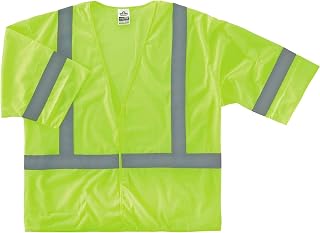 Ergodyne GloWear 8310HL ANSI Class 3 Economy High Visibility Lime Reflective Safey Vest with Sleeves, 2XL/3XL