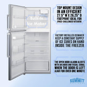 Summit 28" Refrigerator Freezer With Icemaker by Summit Appliance – 28", 14.0 cubic_feet, Stainless Steel, Model FF1514SSIMLHD