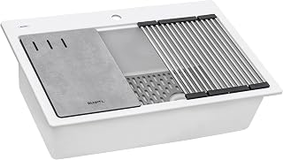 Ruvati 33-in Matte White Granite Workstation Drop-in Sink - RVG1302WH