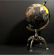 Black Globe with Stand Decorative Political Map Earth Model 15.7 inches Height - Black