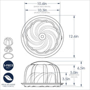 Formed Swirl Bundt with Keeper by Nordic Ware – 10 Cup, 10.0 cups, Aluminum, Twilight Blue with Keeper, Model 52022AMZM