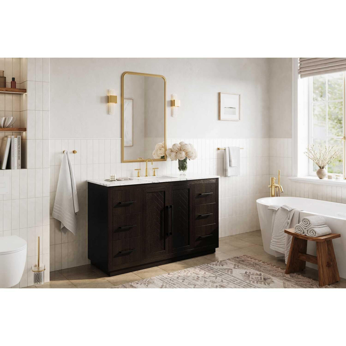 Elegant Kitchen and Bath 54" Single Bathroom Vanity in Chocolate Oak by Elegant Lighting – Wood, Chocolate Oak, Model 5607839