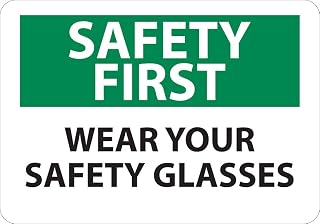 National Marker SF39PB "Safety First, Wear Your Safety Glasses" Sign, PS Vinyl, 10" x 14"
