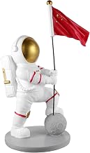 Beaupretty Resin Spaceman Figurine with Flag for Desktop Decor, Silver | Realistic Lovely Style, Safe Decorative Use, Odorless Environmental Materials, Parties and Gift