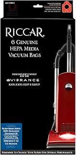 Riccar Genuine HEPA Media Bags for Vibrance Upright Models R20S, R20D, R20P, R20UP (Pack of 6)