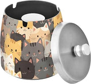 Cat Spattern Splash Ashtray with Lid, Outdoor Ashtrays for Patio