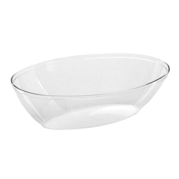 CaterLine Luau 64-Ounce Heavyweight Plastic Oval Serving Bowl, Clear (50-Count)