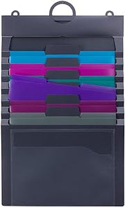 SMEAD Cascading Wall Organizer Gen 2, 6 Pockets, Letter Size, Gray/Jewel Pockets (92063)