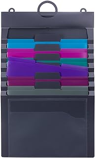 SMEAD Cascading Wall Organizer Gen 2, 6 Pockets, Letter Size, Gray/Jewel Pockets (92063)