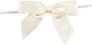 Reliant Ribbon 5170-81005-3X2 Satin Twist Tie Bows - Large Bows, 7/8 Inch X 100 Pieces, Ivory