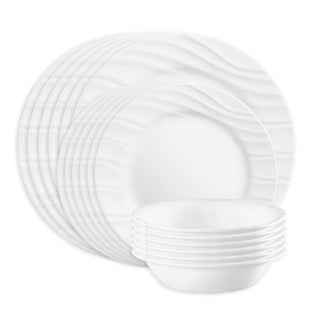 Swept 18-Piece Dinnerware Set by Corelle – 18-Piece Set, Glass, Swept, Pack of 18, Model 1153306