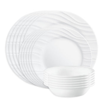 Swept 18-Piece Dinnerware Set by Corelle – 18-Piece Set, Glass, Swept, Pack of 18, Model 1153306