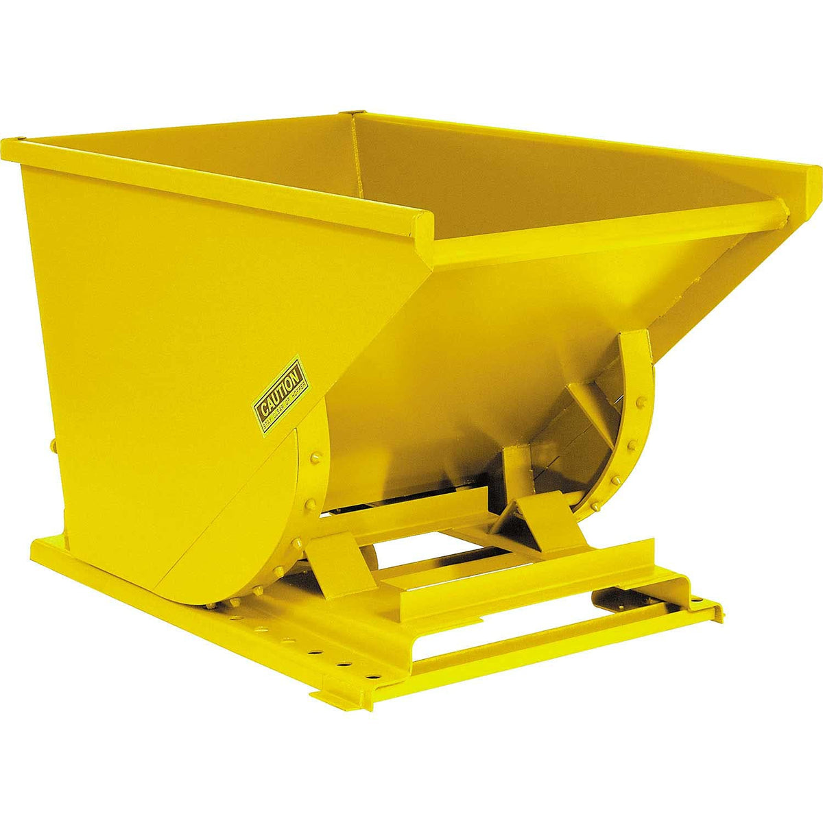 1-1/2 Cu Yd Medium Duty Self Dumping Forklift Hopper by Global Industrial – 63.5"L x 57.75"W x 39.75"H, Steel, Yellow, Model 15055-YEL