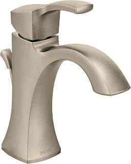 Moen Voss Brushed Nickel One-Handle Single-Hole High-Arc Bathroom Faucet with Drain Assembly, 6903BN