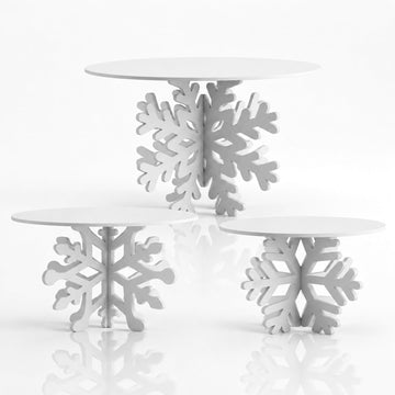 Willinglong Snowflake Cake Stand Set, 3 Sizes, White