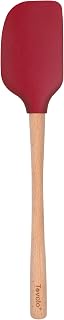 Tovolo Silicone Spatula Wooden Handle for Cooking Baking Mixing, Heat Resistant Food Safe BPA Free Flexible Silicone Baking Spatula with Wood Handles Kitchen Utensils Nonstick Safe, Cayenne Red