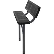 Global Industrial 72" W Outdoor Steel Bench w/Backrest – Perforated Metal, In Ground Mount, Black