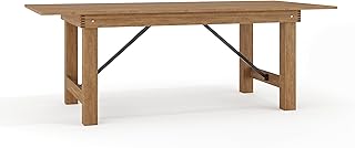Flash Furniture Hercules Series 7' x 40" Rustic Solid Pine Folding Dining Table, Rectangular Antique Farmhouse Dining and Event Extension Table