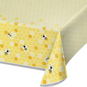 Creative Converting 340216 Bumblebee Baby Plastic Tablecloth, 54" x 102", Multi-color