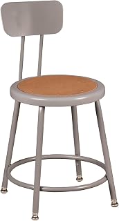 Learniture Heavy Duty Steel Lab Stool with Backrest, Adjustable-Height, Gray, NOR-TY-538A-18B-PK (Pack of 5)