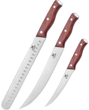 Naitesen Butcher Knife Set, 3 Piece High Carbon Steel, Redwood Handle