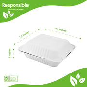 8 inch 3-Compartment Hinged Containers by Responsible Products – 5.3 liters, Other, Classic White, Model RP-8X8-3CHC-NPAW-200