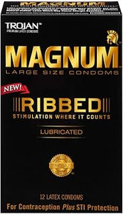 TROJAN Magnum Ribbed Lubricated, 12 Count