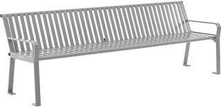 Global Industrial 8 ft. Outdoor Park Bench with Back, Vertical Steel Slats