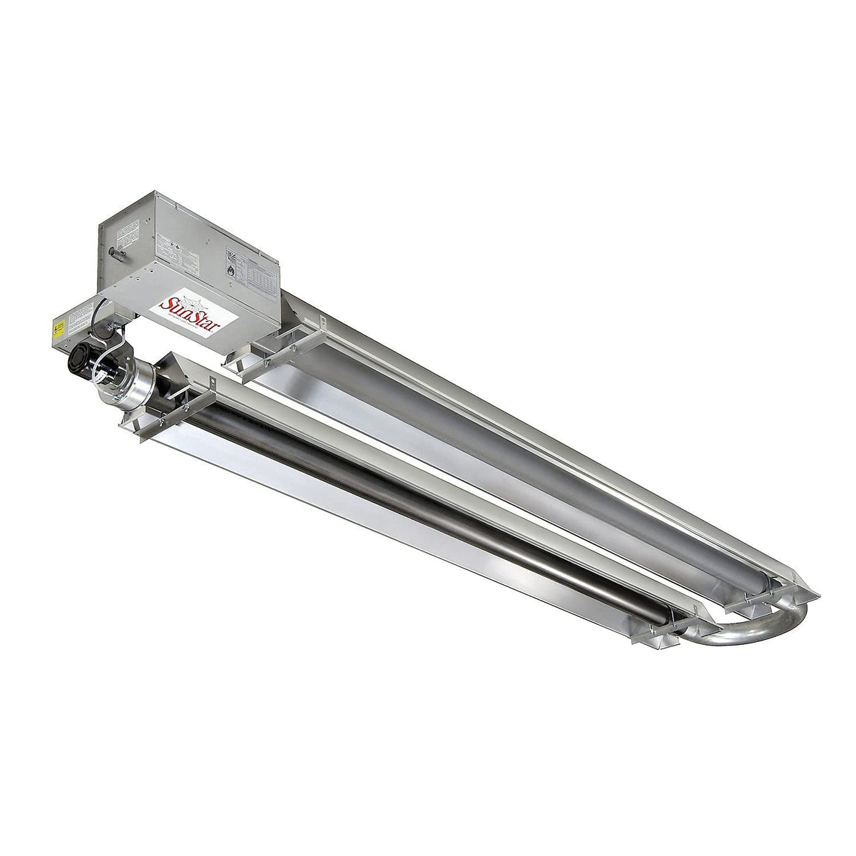 SunStar Propane Heater Infrared Vacuum Compact U-Tube by GUM – 122"L x 18"W x 8"H, Cast Iron Burner / Aluminum Reflectors, Model SIR25-15-L5
