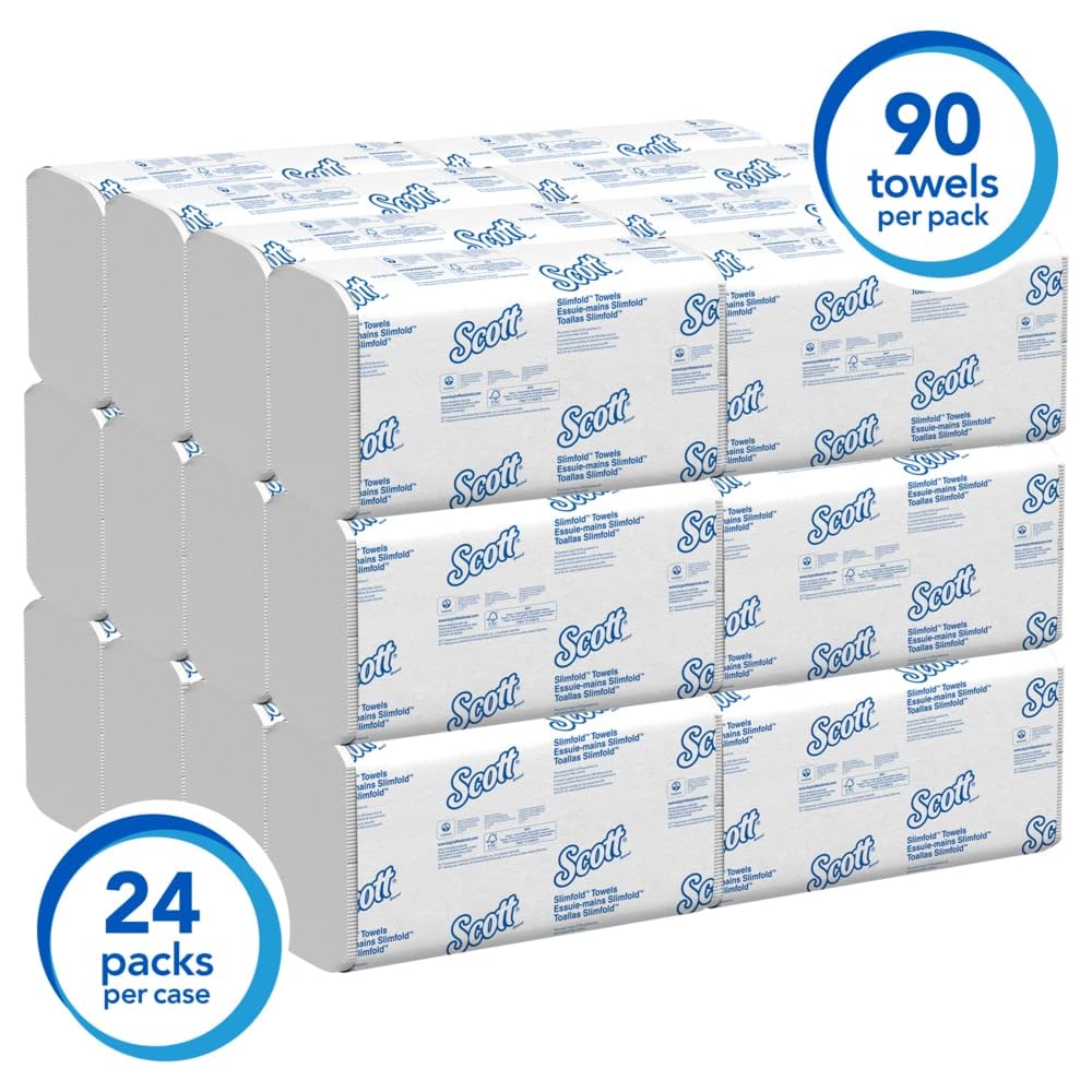 Kimberly-Clark 04442 Slimfold Paper Towels by Kleenex – 7 1/2" x 11 3/5", Paper, white, Pack of 2160
