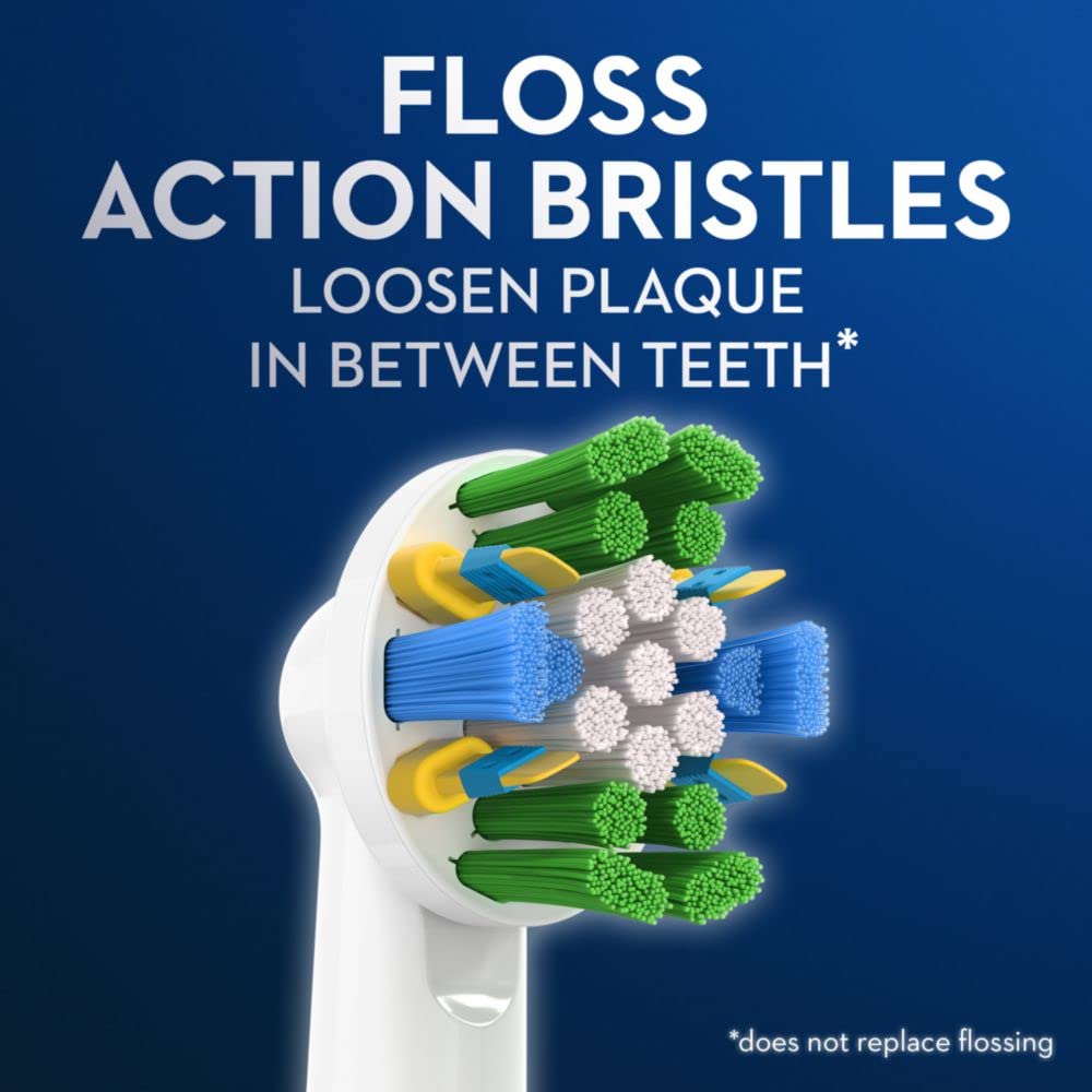 FlossAction Electric Toothbrush Replacement Brush Heads Refill by Oral-B – 2 Count (Pack of 1), Nylon, White