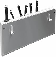 Knife Holder with White Plastic Top Stainless Steel 10-Slot Skirted - 23" L x 2" D x 12" H
