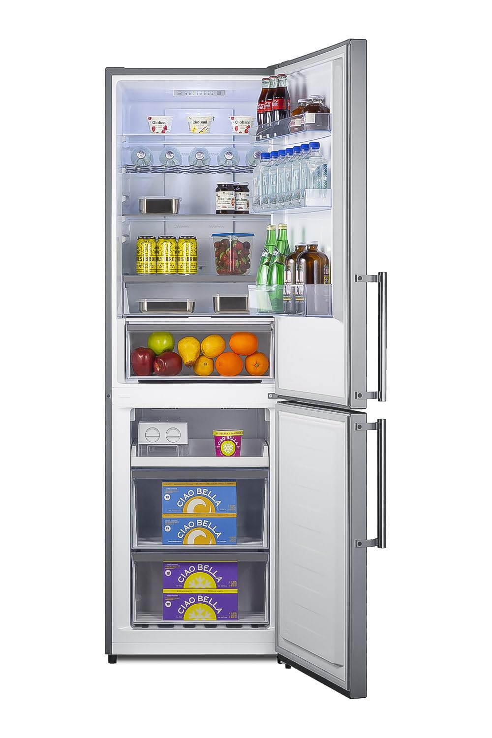Summit 24-Inch Bottom Freeze Refrigerator by Summit Appliance – 10.8 cubic_feet, Stainless Steel, Model FFBF235PL