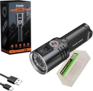 Fenix LR36R 10000 Lumen LEP Long Throw Beam Search and Rescue Flashlight with EdisonBright Charging Cable Carrier
