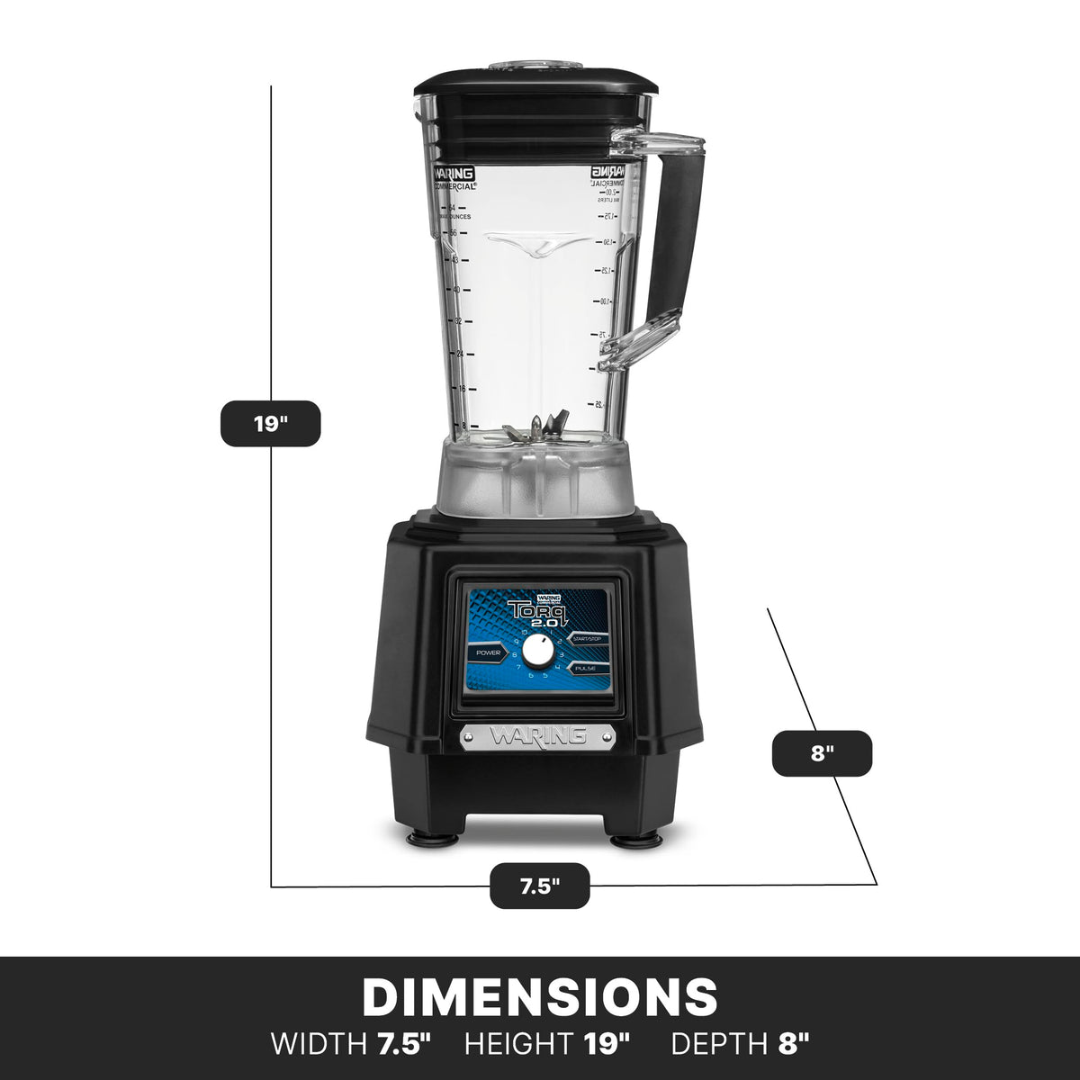 Waring Variable Speed Control Dial 1,000 to 17,000 RPM / 64 Ounce Copolyester Container Jar / 64 Ounce Cont Countertop Blenders
