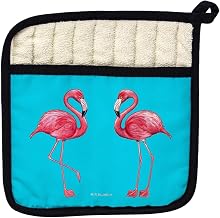 Betsy Drake PT084T Flamingos on Turquoise Pot Holder