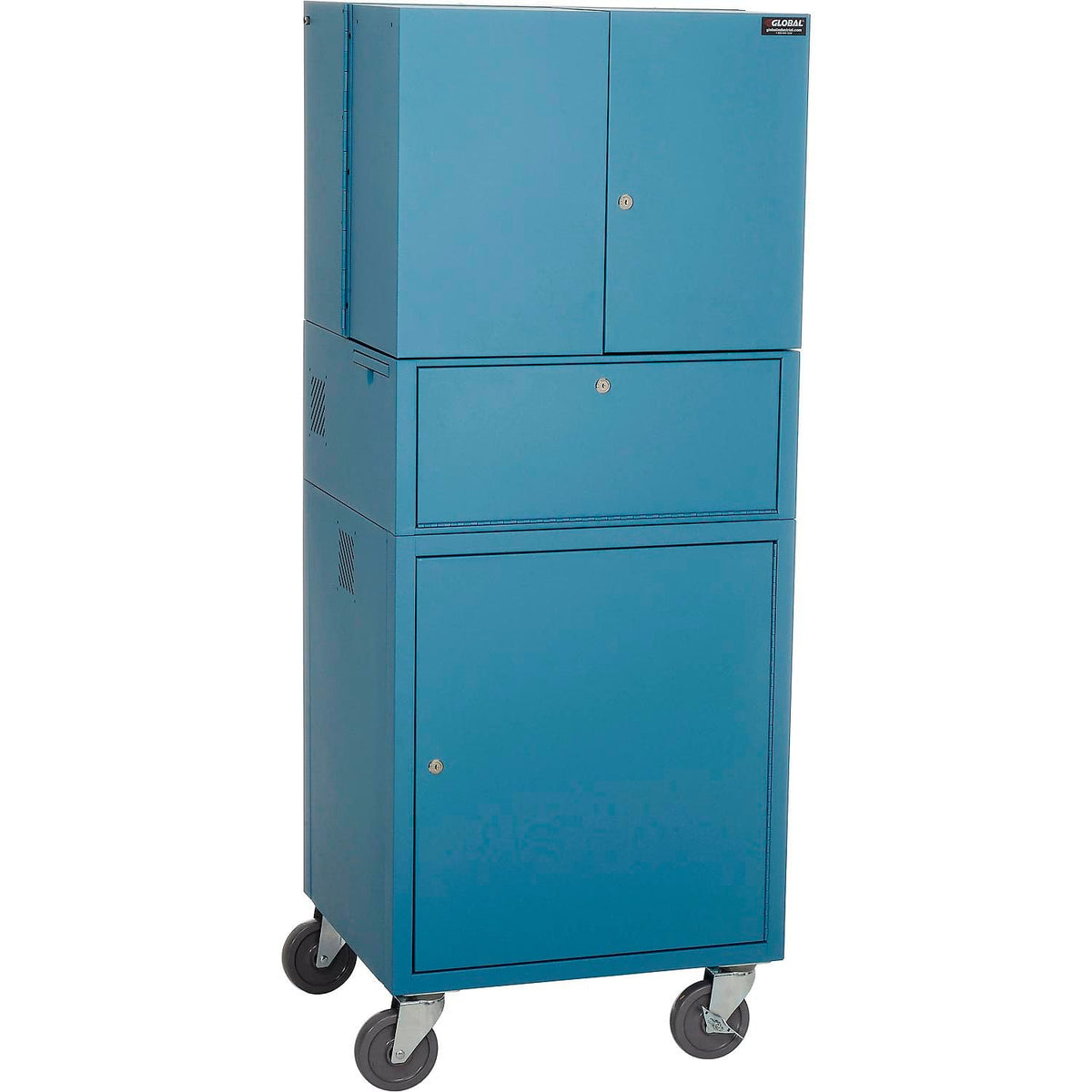 Fold Out Computer Security Cabinet by Global Industrial – Alloy Steel, Blue, Model 695429BL