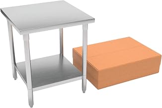 DTBB-3036-HKD Work Table, 36" W x 30" D x 33.5" H, 16/304 Stainless Steel Top, 18/304 Stainless Steel Undershelf and Legs, for Commercial Use, NSF